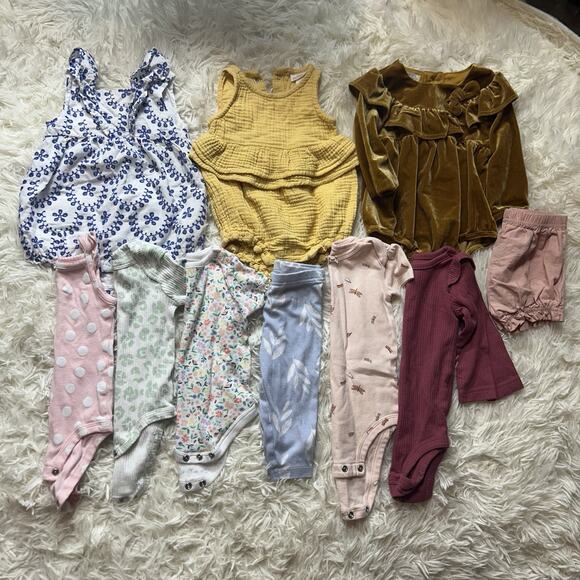 Baby Girl 3-6 Months Clothes Lot Of 10 Outfits Bodysuits MUDPIE Janie & Jack Etc - Picture 1 of 11